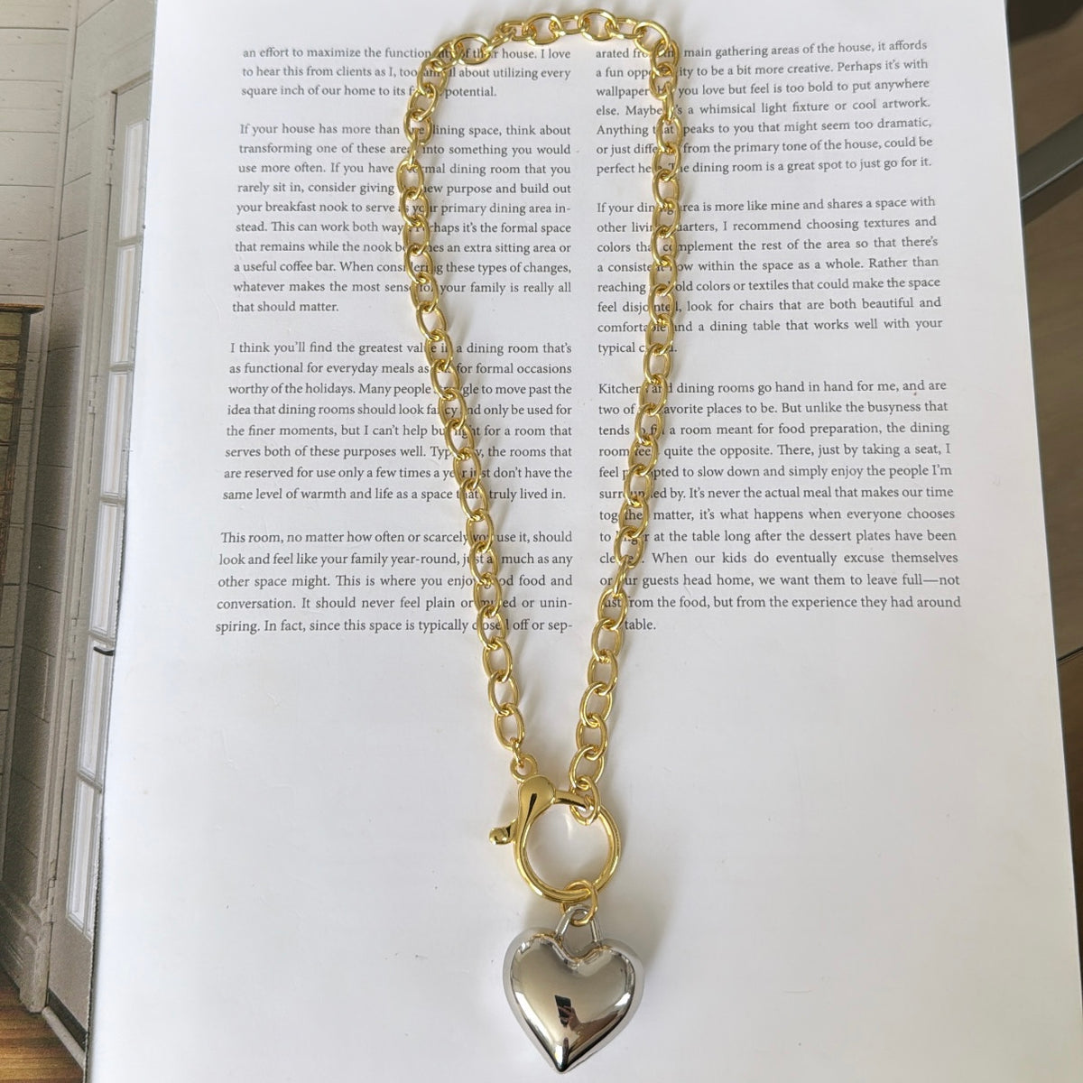Silver heart chain necklace
