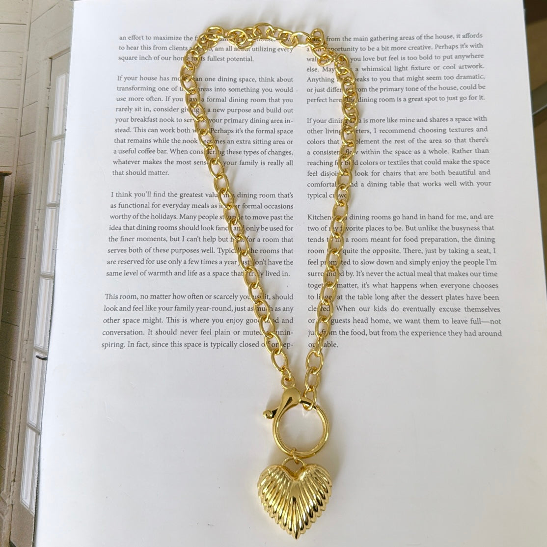 Golden heart chain necklace