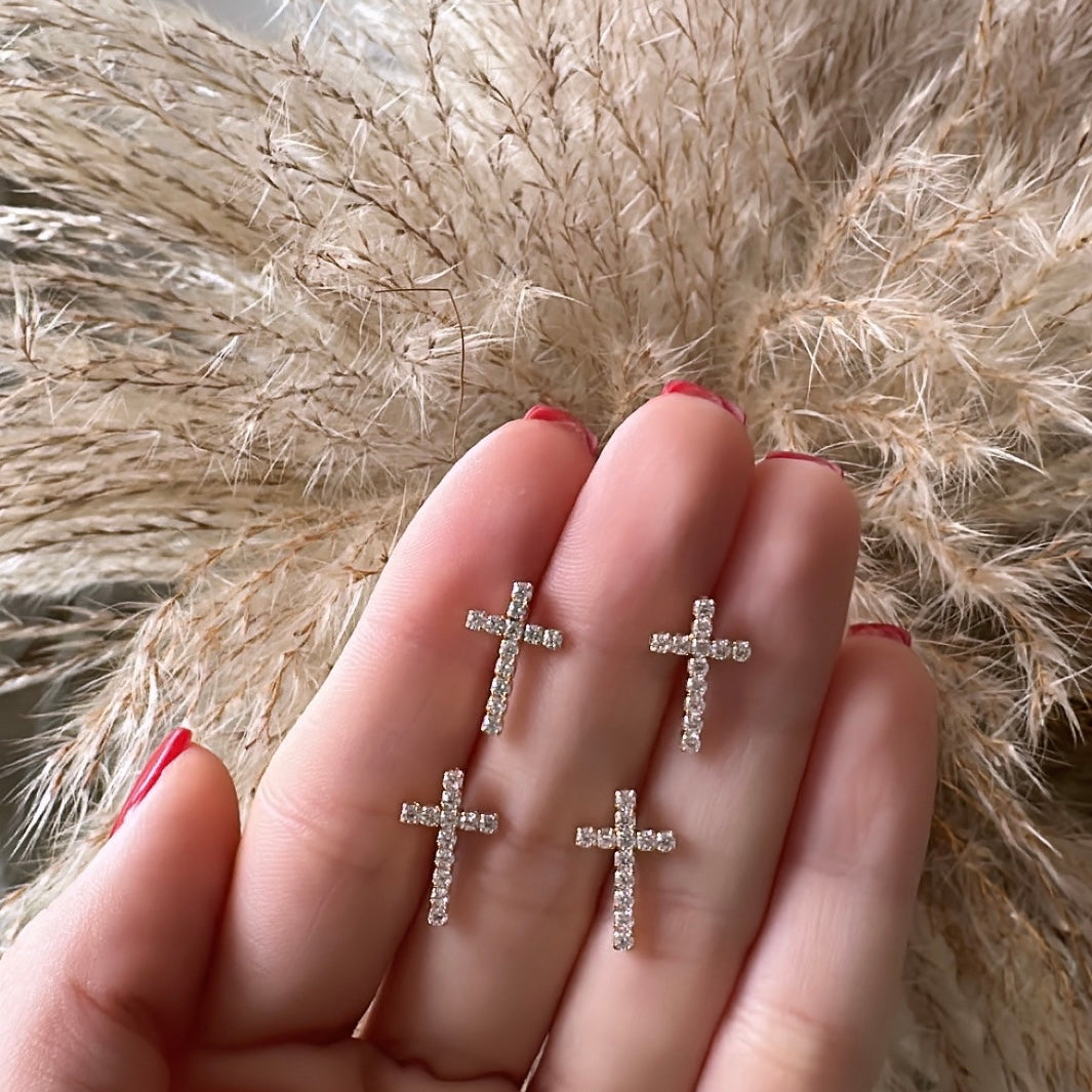 Small cross earrings