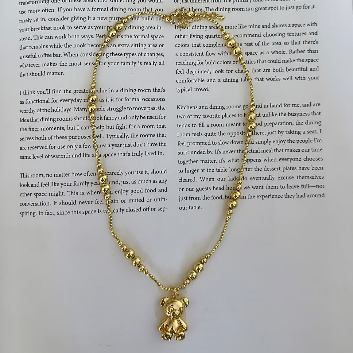 Golden bear necklace