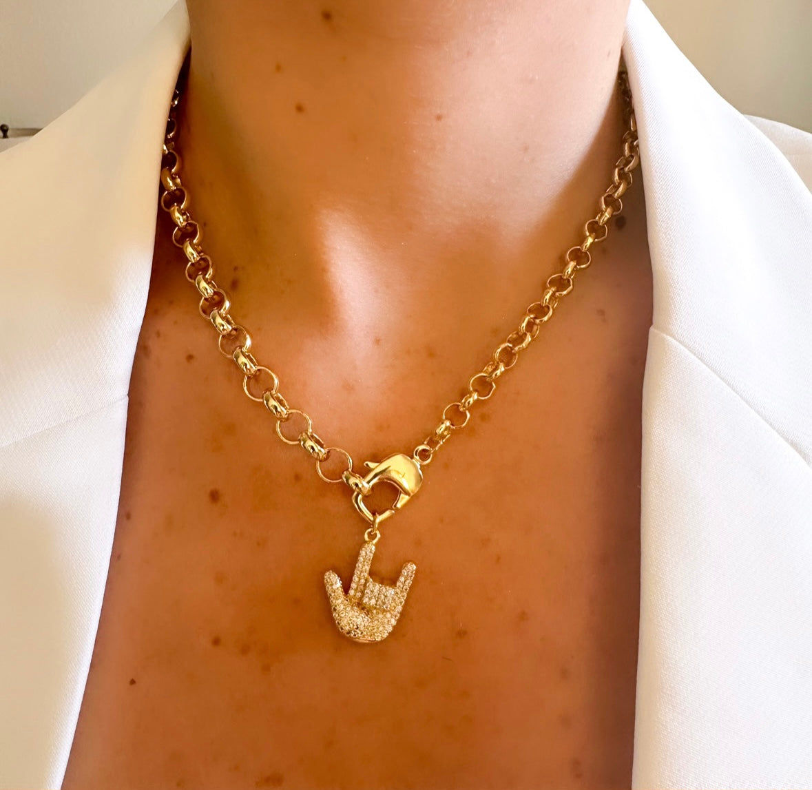 Rock in glitter necklace