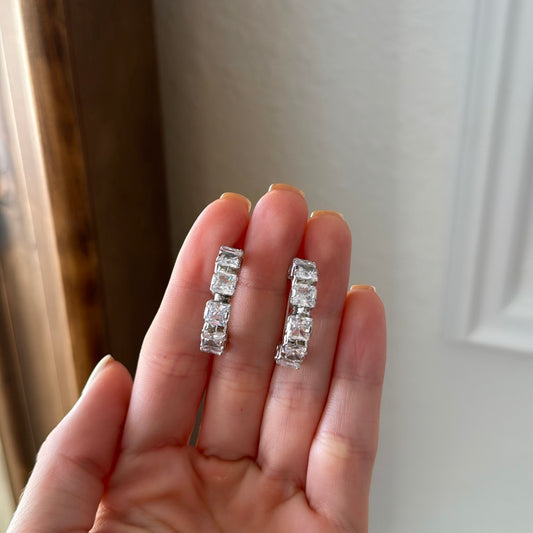 Silver glitter hoops