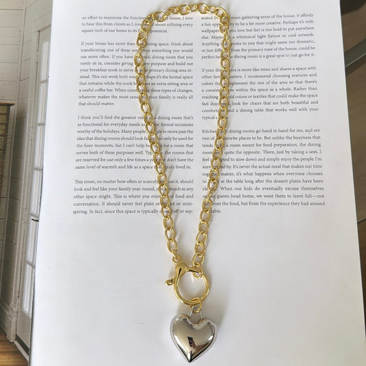 Silver heart chain necklace
