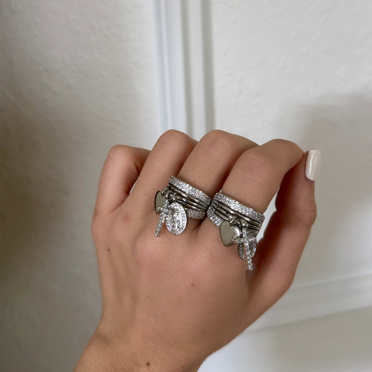 Silver cross ring