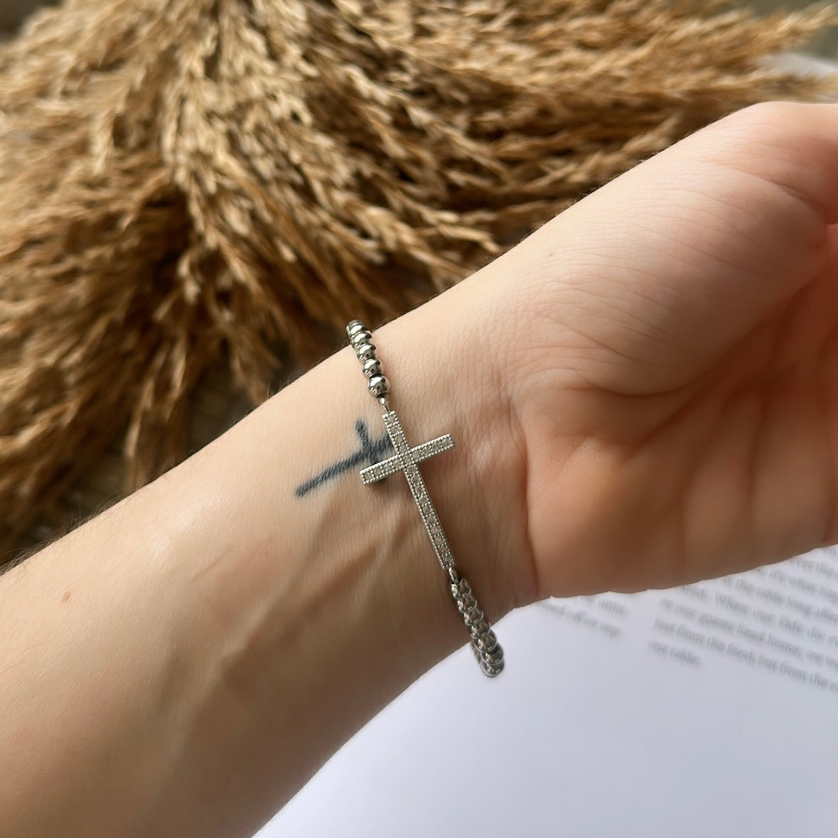 Silver cross bracelet
