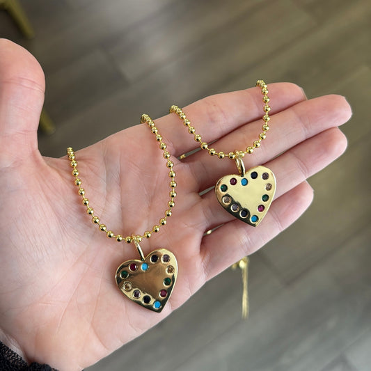 Multicolor heart necklace