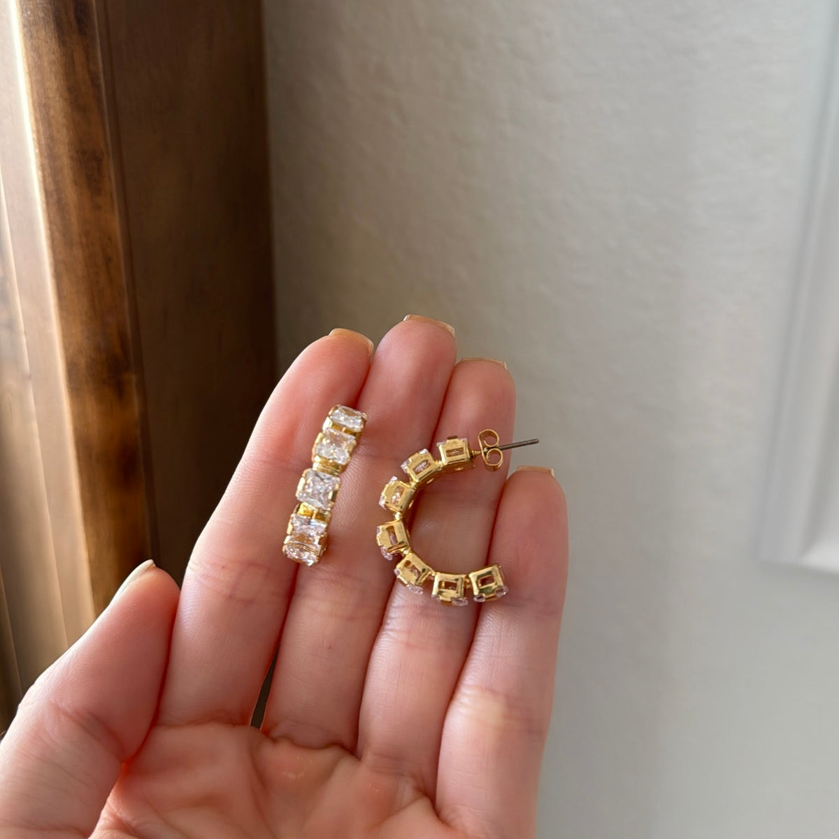 Gold glitter hoops