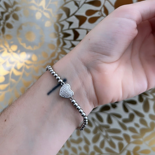 Shiny silver heart bracelet