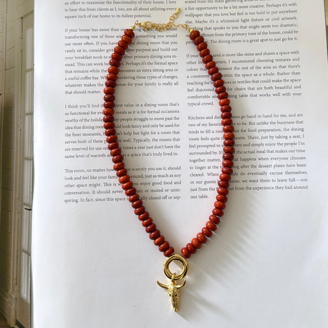 Terracota necklace with bull