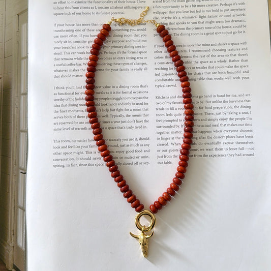 Terracota necklace with bull