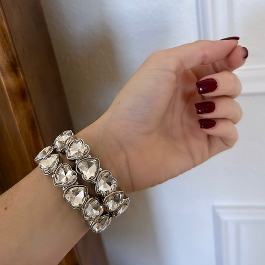Shiny silver heart bracelet
