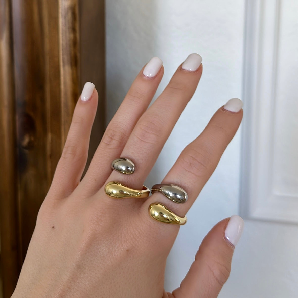 Silver and gold ring