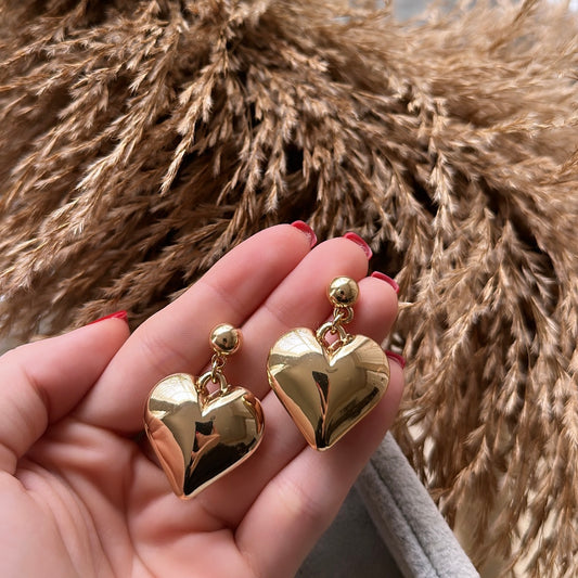 Golden heart earrings