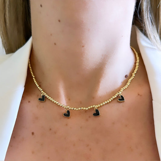 Black hearts necklace