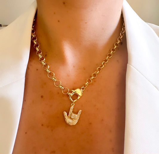 Rock in glitter necklace